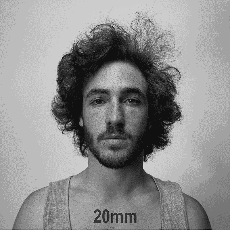 An animated gif showing a man's headshot using lenses of different focal lengths.